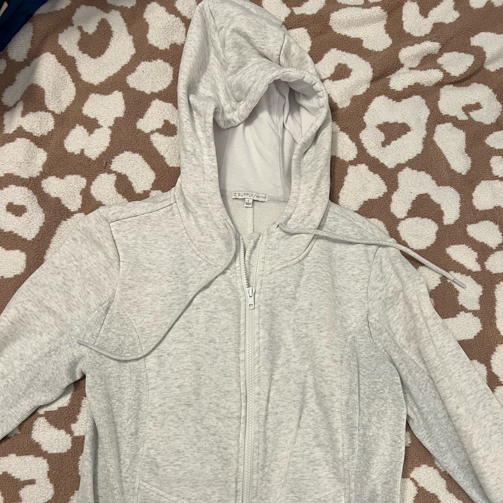 Z Supply Active gray zip up hooded jacket. Size L